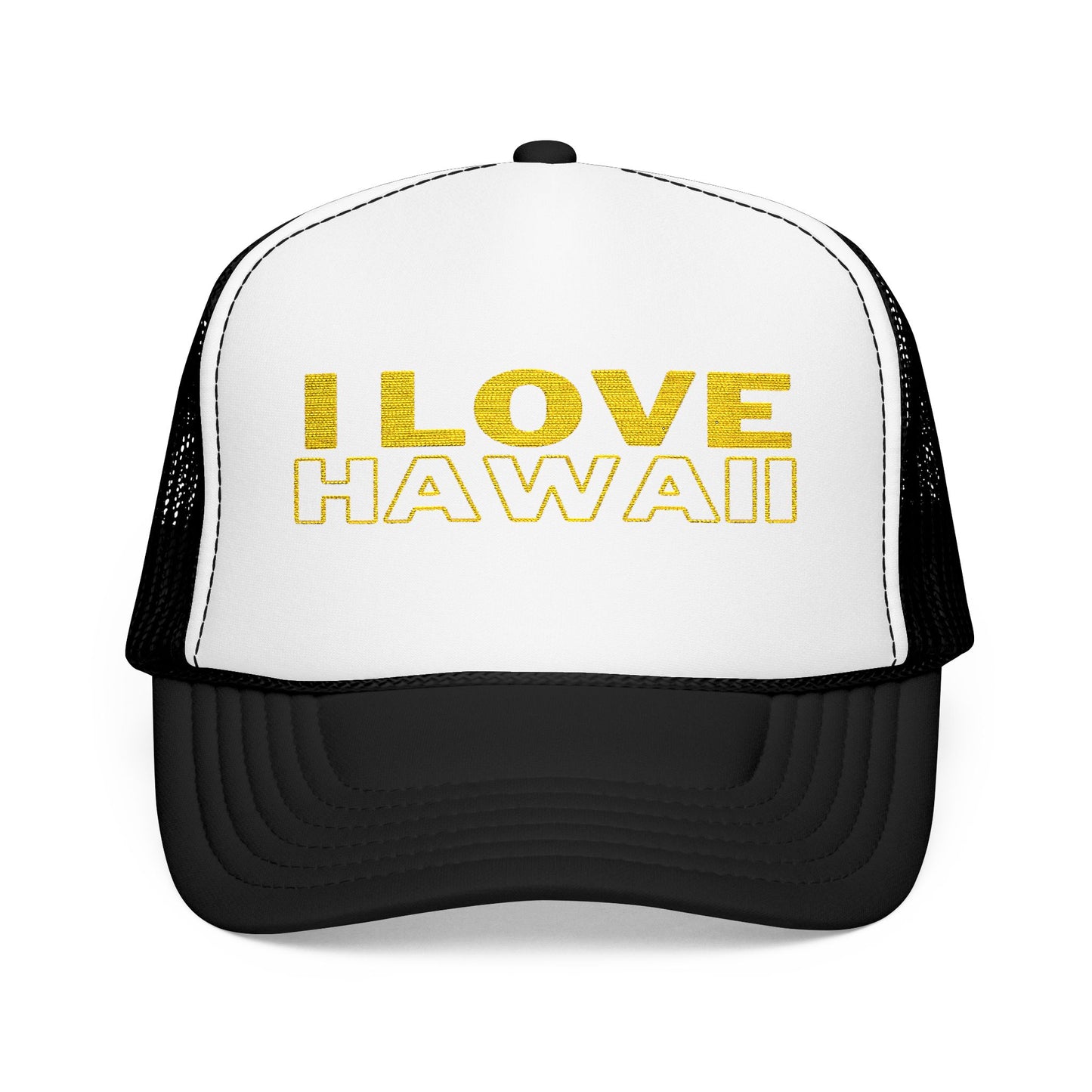 I Love Hawaii Embroidered Foam Trucker Hat