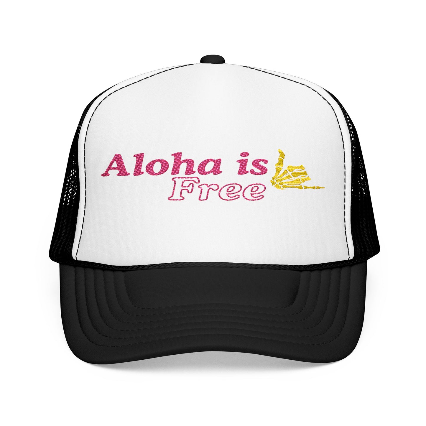 Aloha Is Free Embroidered Foam Trucker Hat