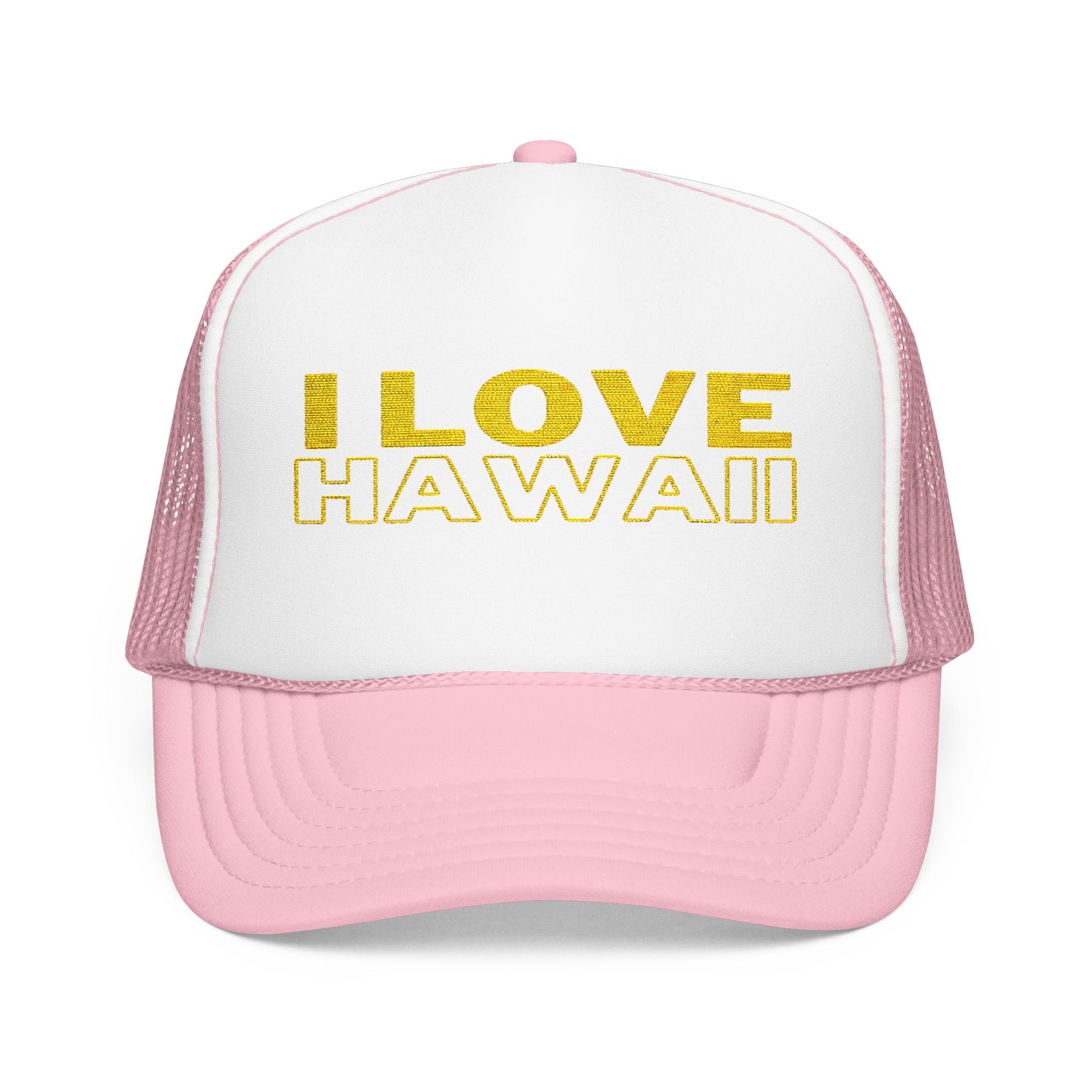 I Love Hawaii Embroidered Foam Trucker Hat