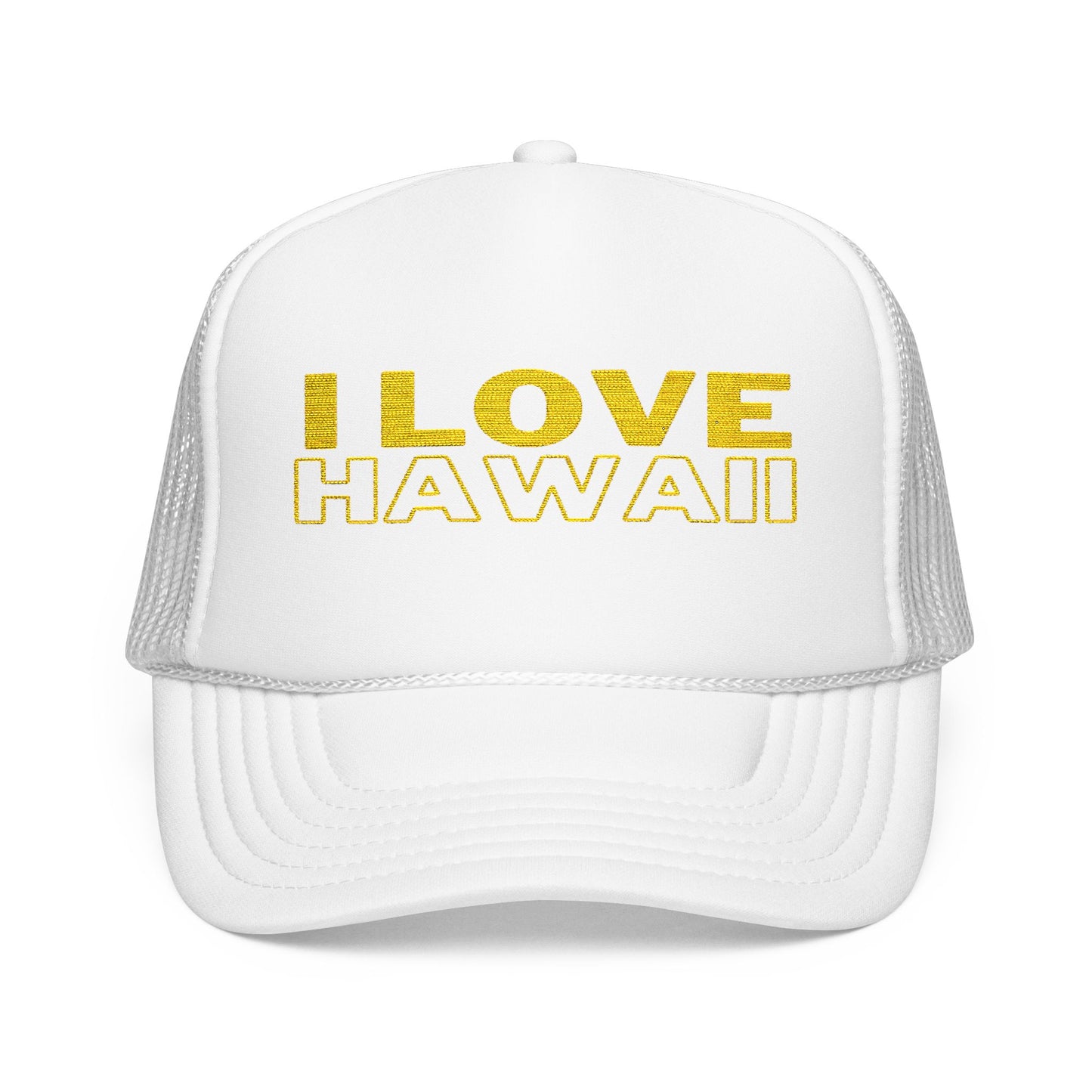 I Love Hawaii Embroidered Foam Trucker Hat