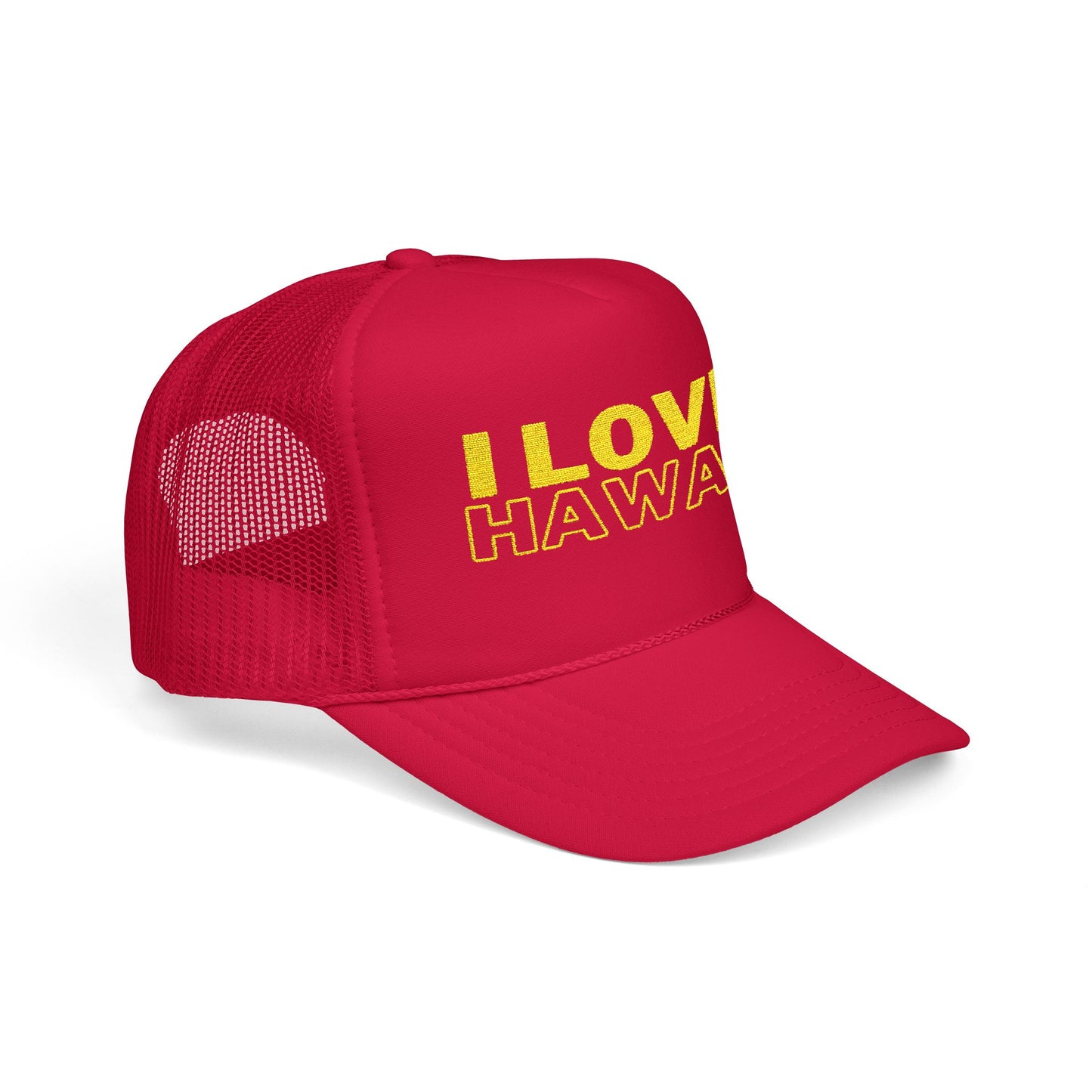 I Love Hawaii Embroidered Foam Trucker Hat