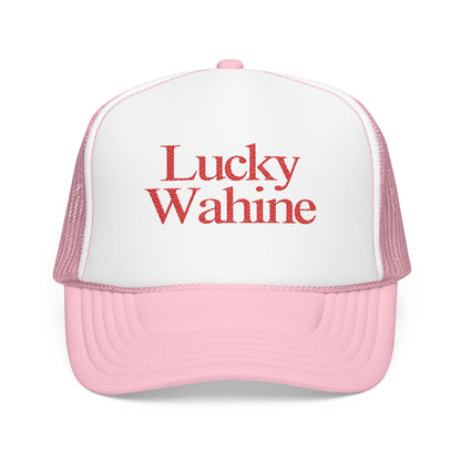 Lucky Wahine Embroidered Foam Trucker Hat