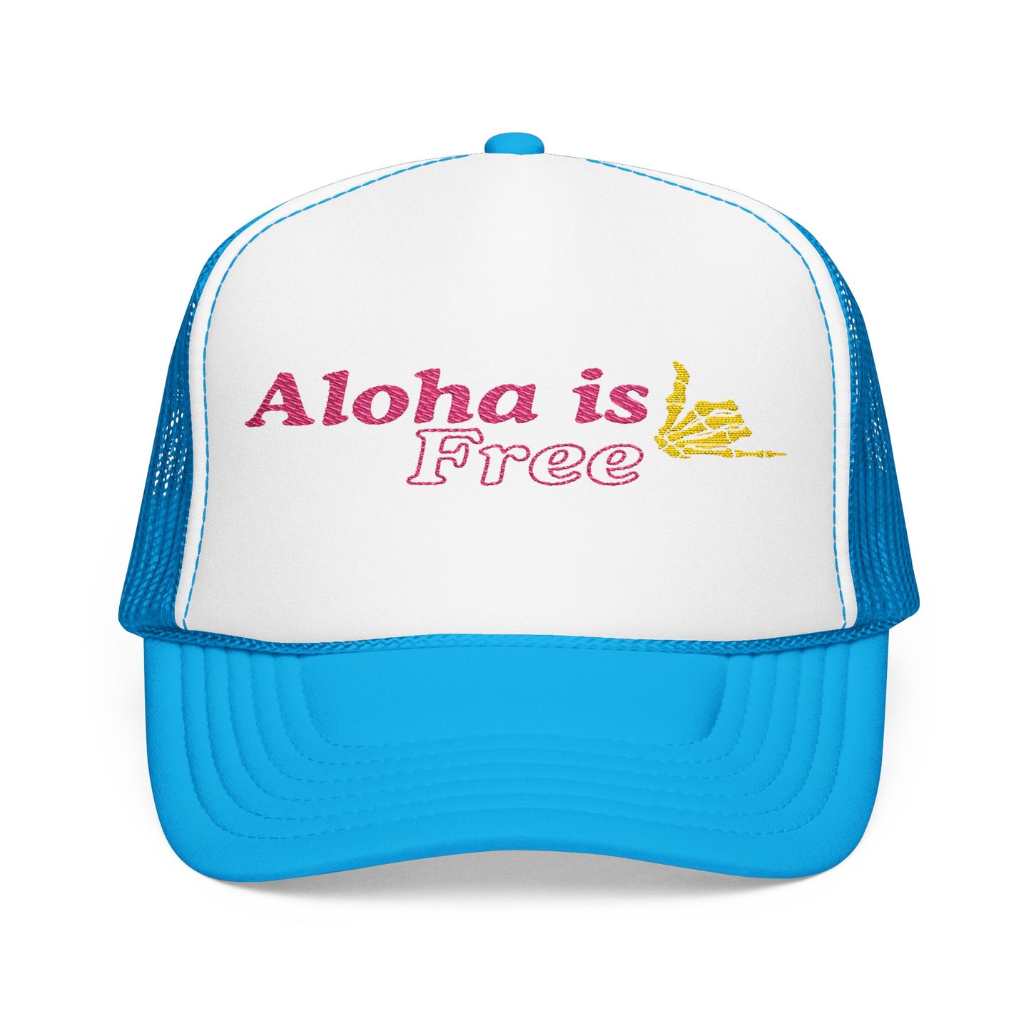 Aloha Is Free Embroidered Foam Trucker Hat