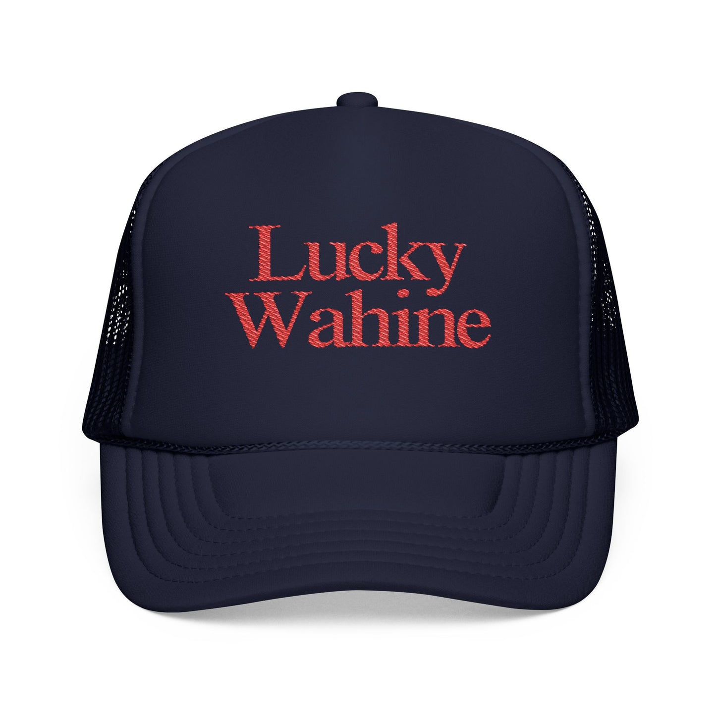 Lucky Wahine Embroidered Foam Trucker Hat