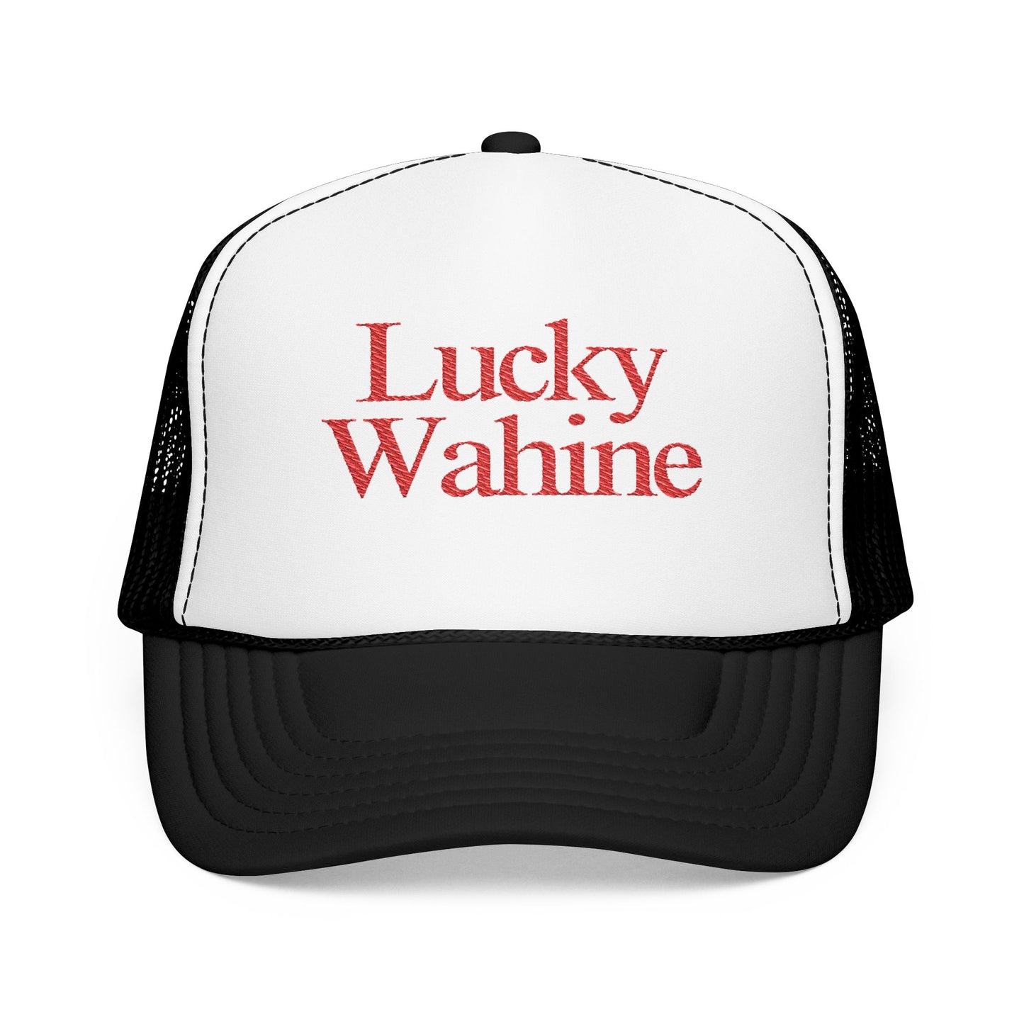 Lucky Wahine Embroidered Foam Trucker Hat