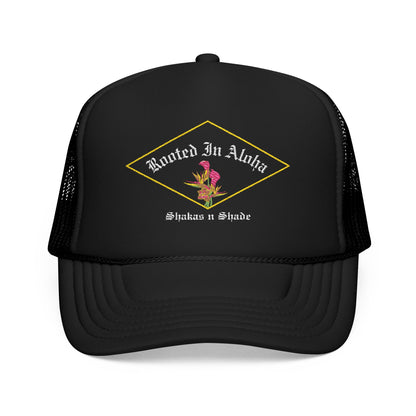 Rooted In Aloha Embroidered Foam Trucker Hat