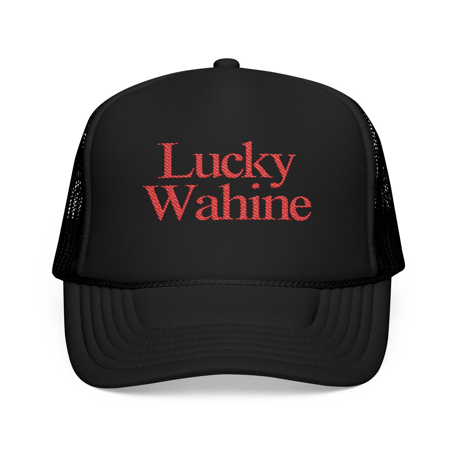 Lucky Wahine Embroidered Foam Trucker Hat
