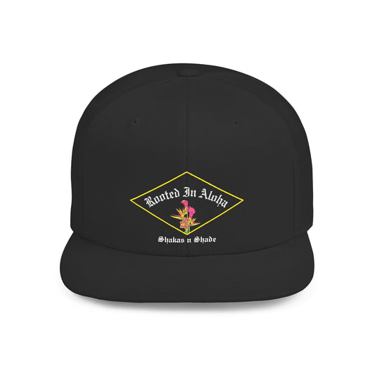 Rooted In Aloha Flat Bill Snapback Cap