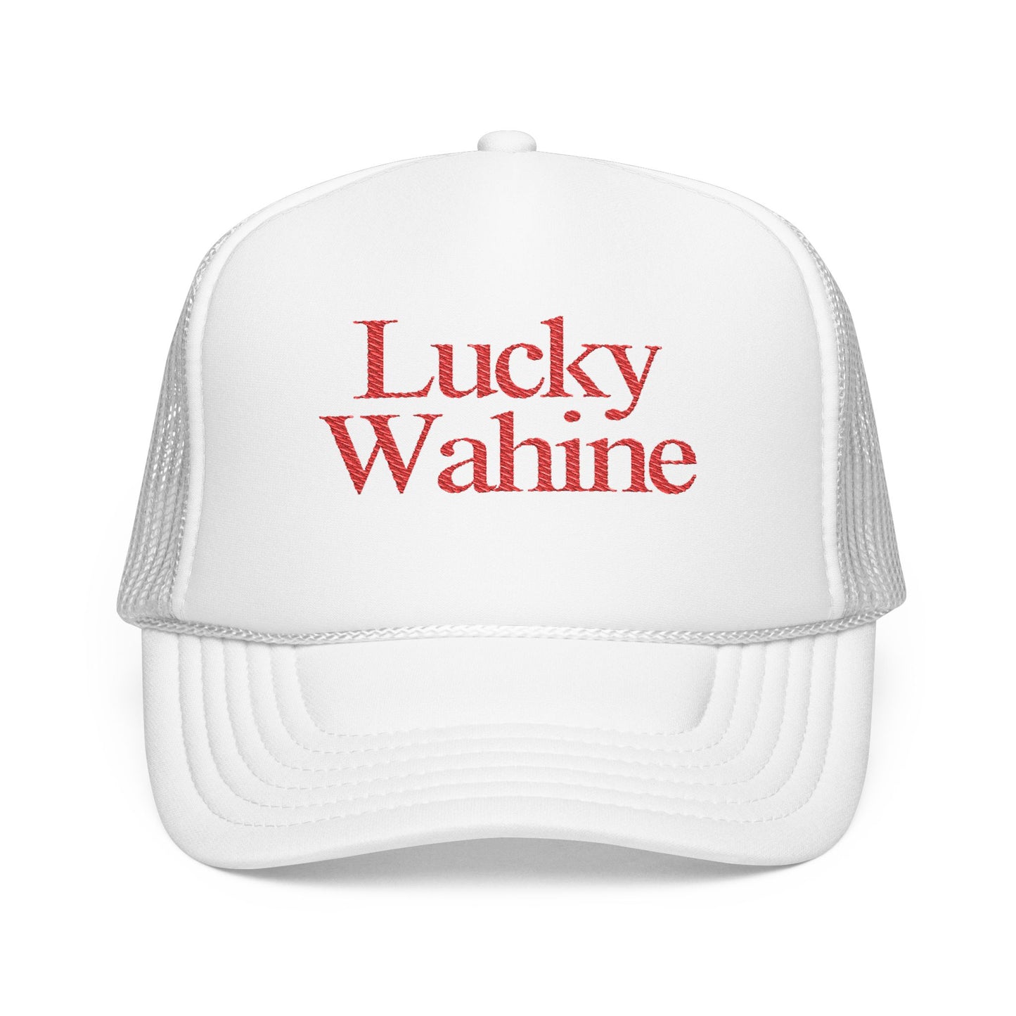 Lucky Wahine Embroidered Foam Trucker Hat
