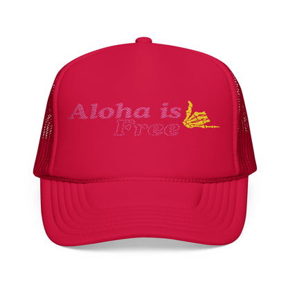 Aloha Is Free Embroidered Foam Trucker Hat
