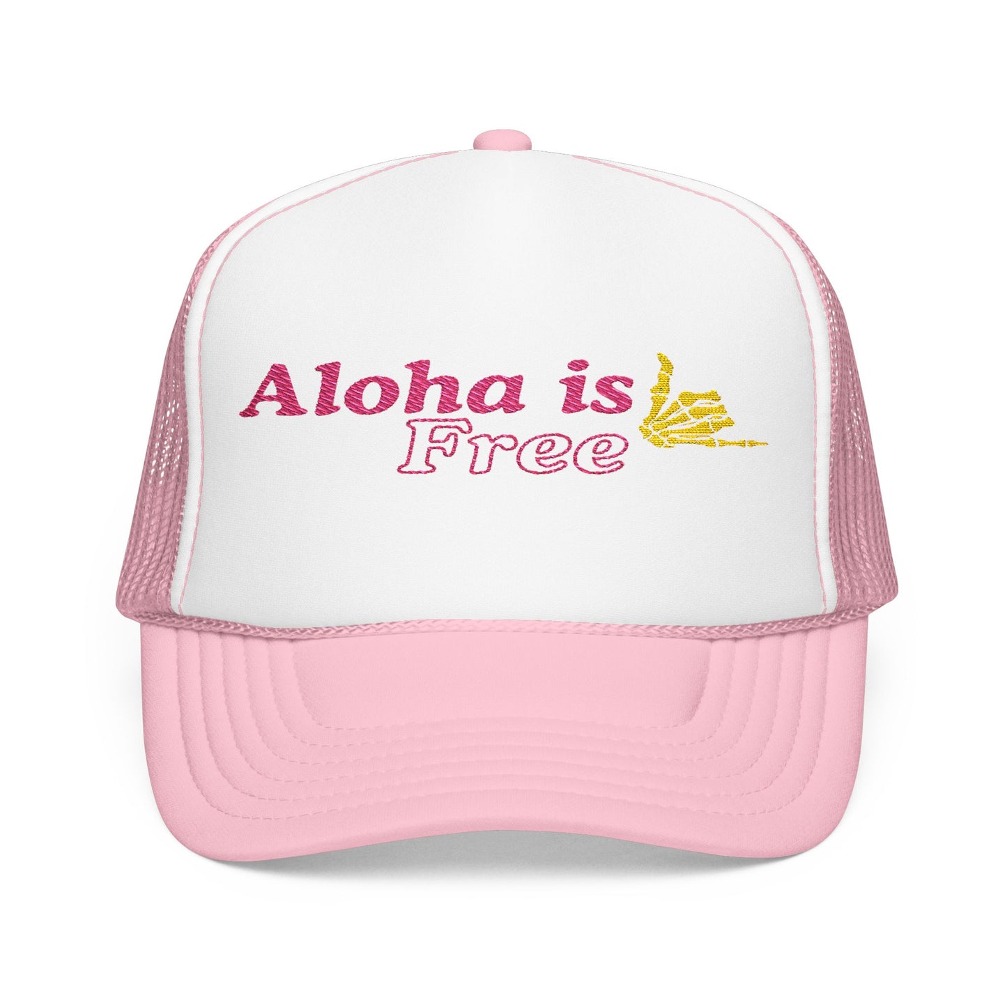 Aloha Is Free Embroidered Foam Trucker Hat